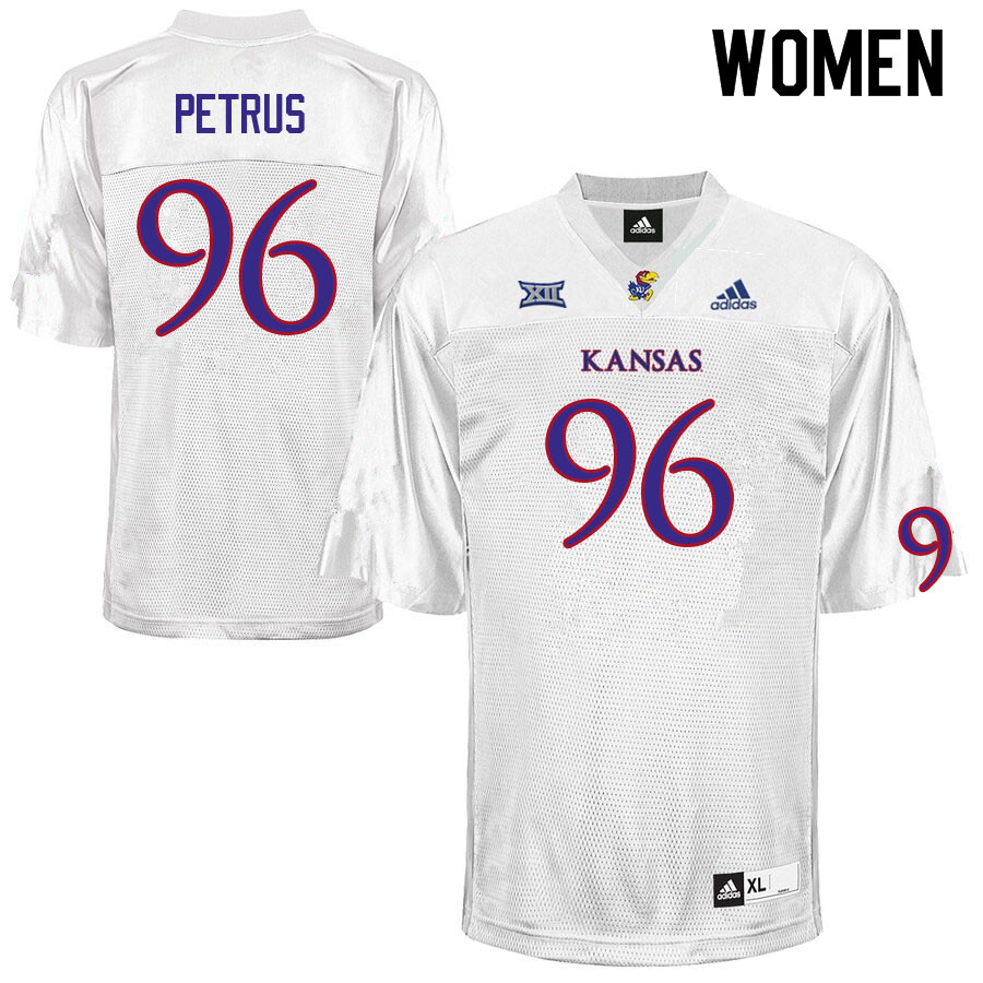 Women #96 Cole Petrus Kansas Jayhawks College Football Jerseys Sale-White